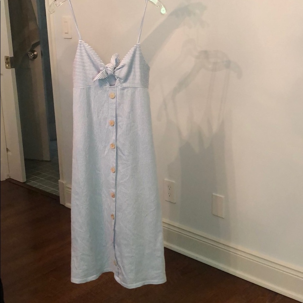 Zara Blue and White Seersucker Sundress